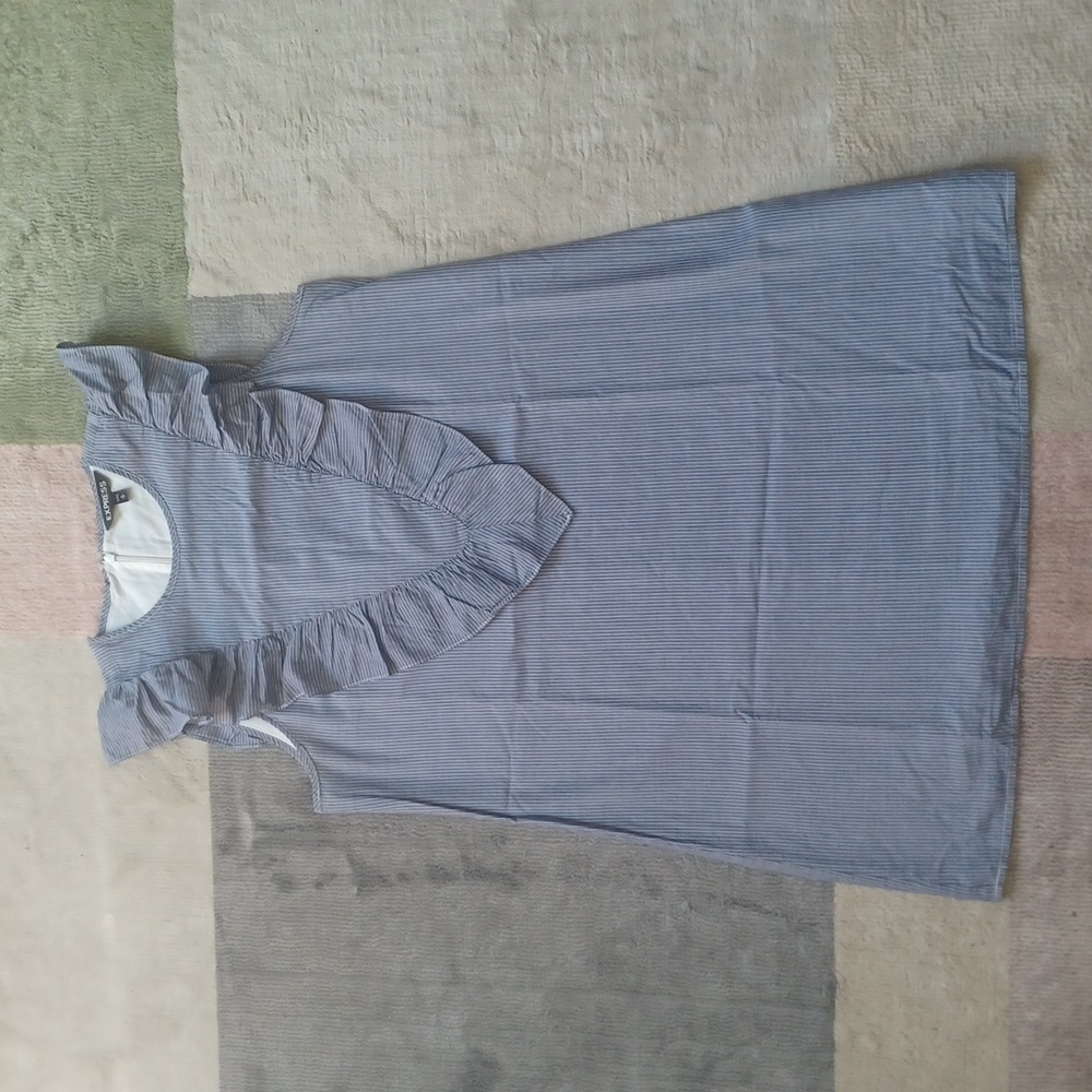 2/$12 EXPRESS A-line Blue Pinstripe Dress Medium